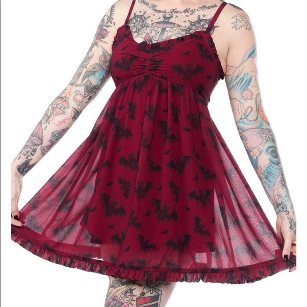 Sourpuss red bats dress